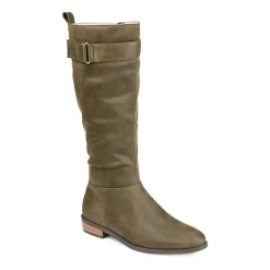 Journee Collection Womens Lelanni Wide Calf Stacked Heel Riding Boots