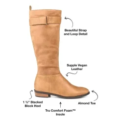 Journee Collection Womens Lelanni Wide Calf Stacked Heel Riding Boots