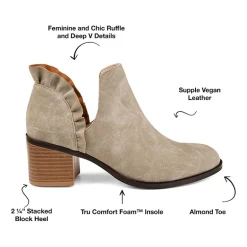 Journee Collection Womens Lennie Booties Stacked Heel Slip-on
