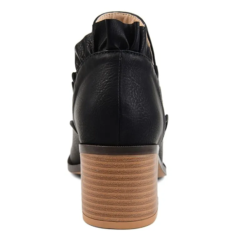 Journee Collection Womens Lennie Booties Stacked Heel Slip-on