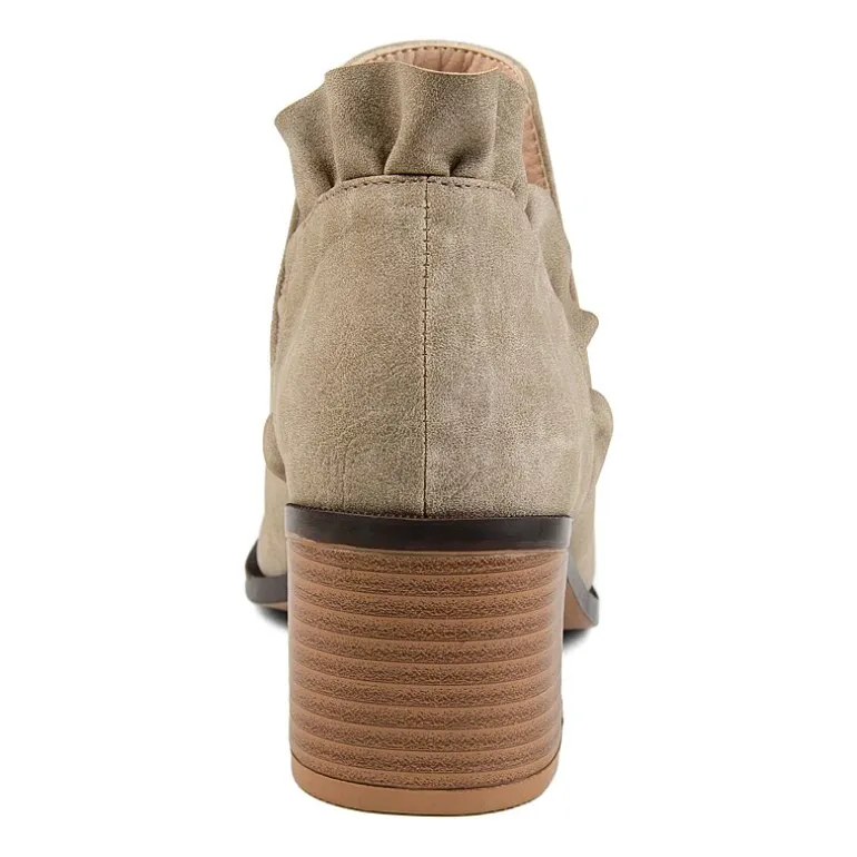Journee Collection Womens Lennie Booties Stacked Heel Slip-on