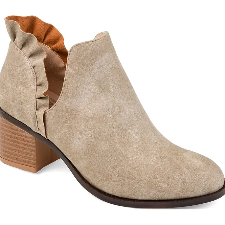 Journee Collection Womens Lennie Booties Stacked Heel Slip-on