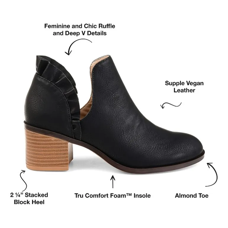 Journee Collection Womens Lennie Booties Stacked Heel Slip-on