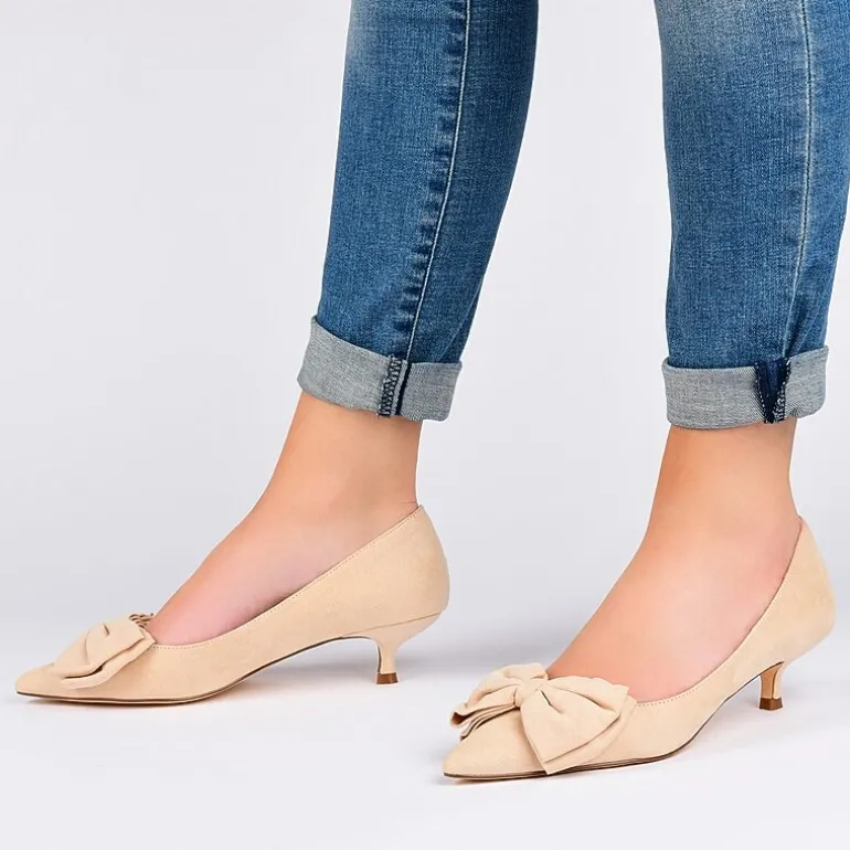 Journee Collection Womens Orana Pumps Slip-on Pointed Toe Kitten Heel
