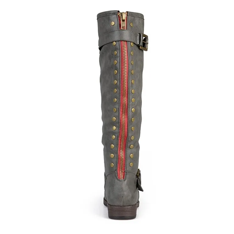 Journee Collection Womens Spokane Studded Riding Boots