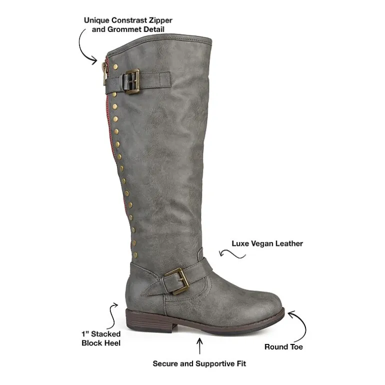 Journee Collection Womens Spokane Studded Riding Boots