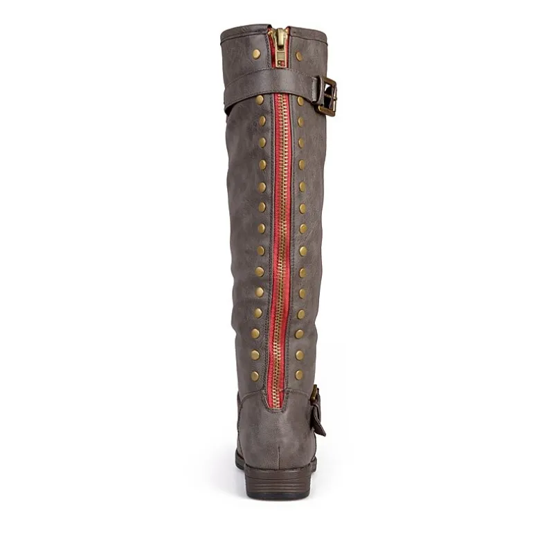 Journee Collection Womens Spokane Studded Riding Boots