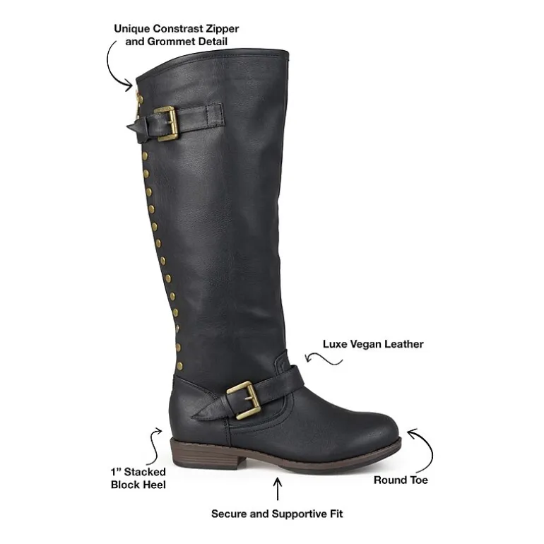 Journee Collection Womens Spokane Studded Riding Boots