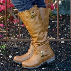 Journee Collection Womens Stormy Buckle-Accented Riding Boots