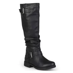 Journee Collection Womens Stormy Buckle-Accented Riding Boots