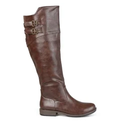 Journee Collection Womens Tori Double-Buckle Knee-High Riding Boots