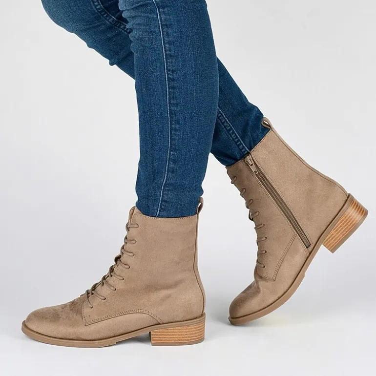 Journee Collection Womens Vienna Block Heel Combat Boots