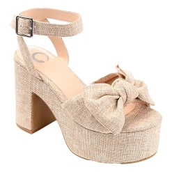 Journee Collection Zenni Womens Round Open Toe Block Heel Pumps