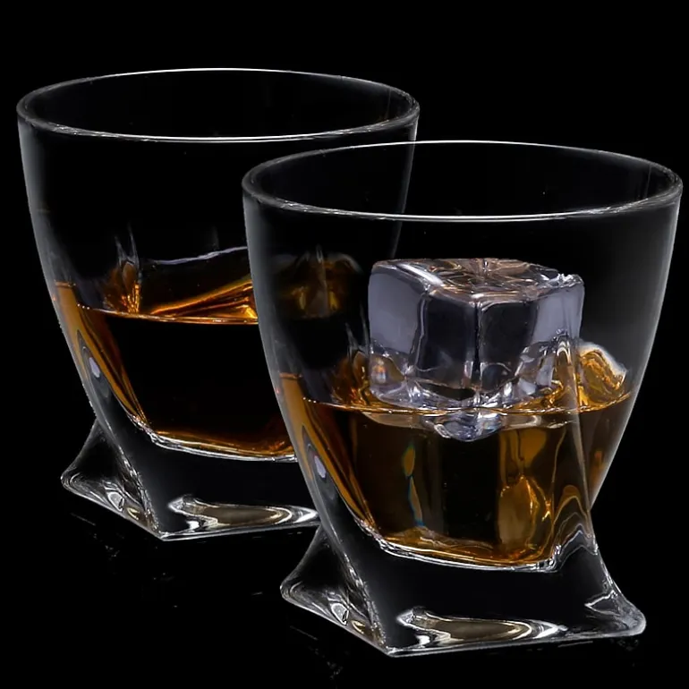 Joyjolt Atlas Crystal Whiskey Glasses - 10.8 Oz - Set Of 2 Double Old Fashioned