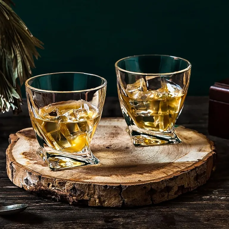 Joyjolt Atlas Crystal Whiskey Glasses - 10.8 Oz - Set Of 2 Double Old Fashioned