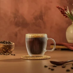 Joyjolt Fluted Savor Double Wall 5.4oz Set Espresso Cup
