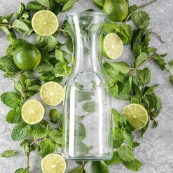 Joyjolt Hali Glass Bottle Pitcher With 6 Lids  - 35 Oz - Set Of 3 Water Carafe