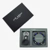 J.P. Army Beaded Bracelet & Air Tag Keychain Mens Genuine Black Agate Stainless Steel 2-pc. Jewelry Set