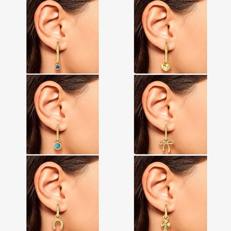 JS Jessica Simpson Gold Tone Interchangeable Charm Womens Multi Color Glass Bow Cross 3 Pair Earring Set