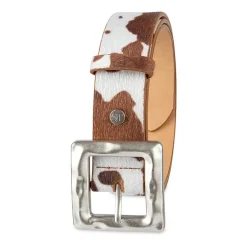 JS Jessica Simpson Hammered Cow Print Womens Belt