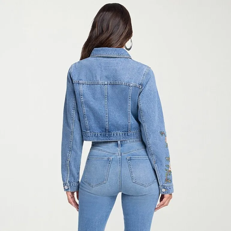 JS Jessica Simpson Womens Denim Embroidered Midweight Jacket