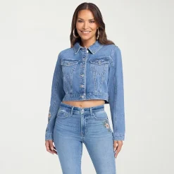 JS Jessica Simpson Womens Denim Embroidered Midweight Jacket