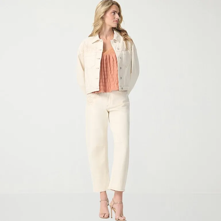 JS Jessica Simpson Womens Denim Embroidered Lightweight Jacket