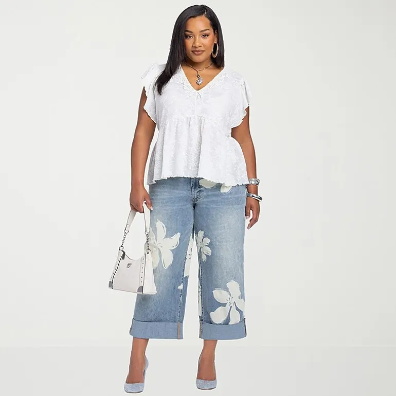 JS Jessica Simpson Womens Plus High Rise Boyfriend Jean