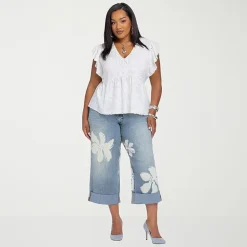 JS Jessica Simpson Womens Plus High Rise Boyfriend Jean