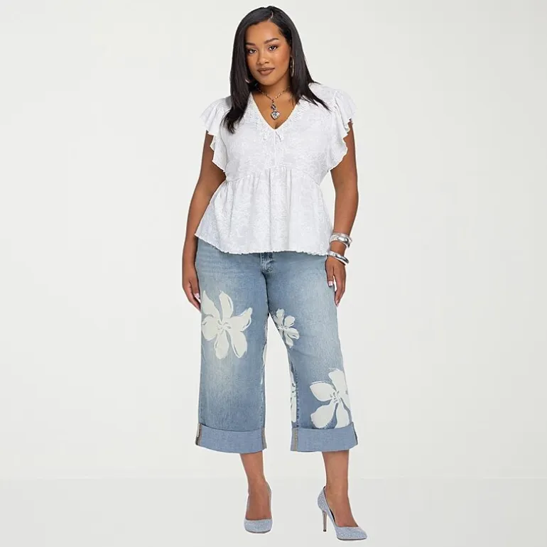 JS Jessica Simpson Womens Plus High Rise Boyfriend Jean