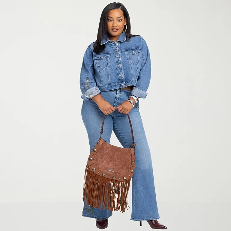 JS Jessica Simpson Womens Plus Denim Embroidered Midweight Jacket