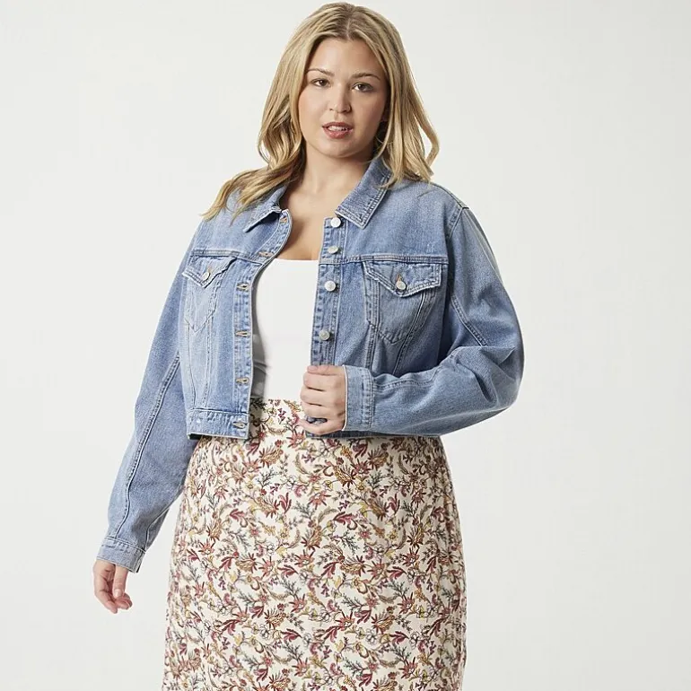 JS Jessica Simpson Womens Plus Denim Midweight Jacket