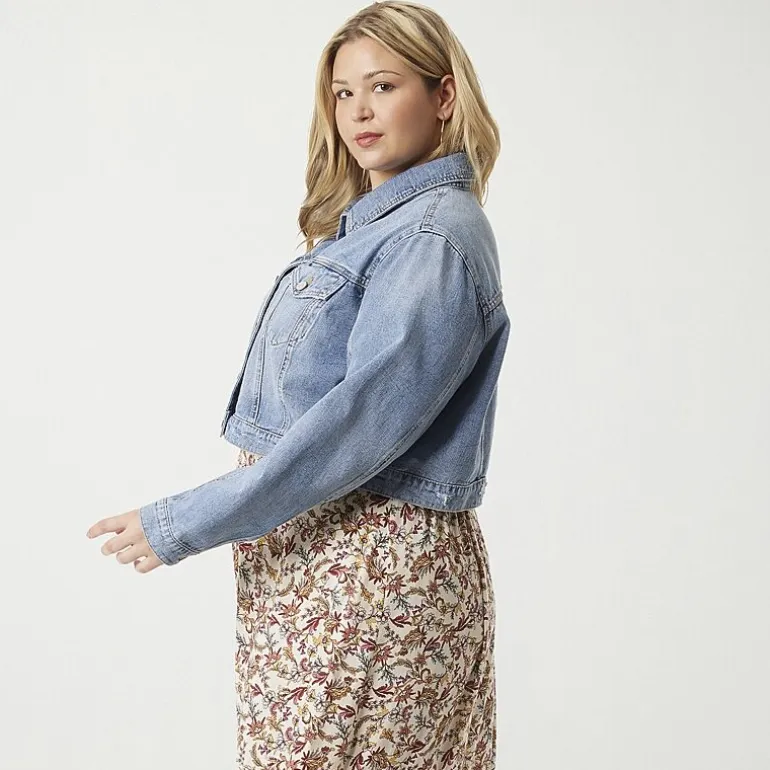 JS Jessica Simpson Womens Plus Denim Midweight Jacket