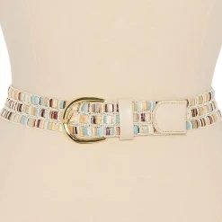 JS Jessica Simpson Woven Laced Shimmer Womens Belt