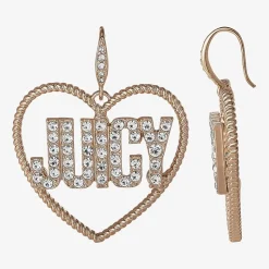 Juicy By Juicy Couture Gold Tone Womens Crystal Heart Drop Earrings