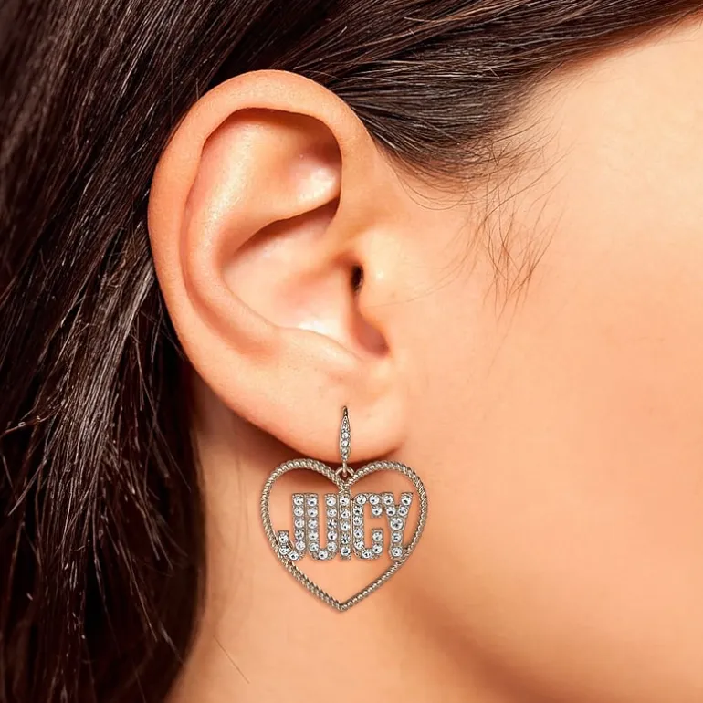 Juicy By Juicy Couture Gold Tone Womens Crystal Heart Drop Earrings
