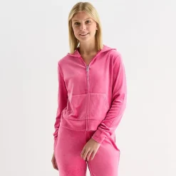 Juicy By Juicy Couture Womens Juniors Hooded Lightweight Track Jacket