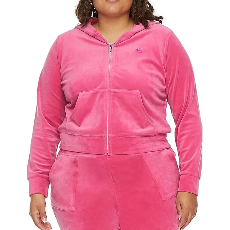 Juicy By Juicy Couture Womens Juniors Plus Midweight Track Jacket