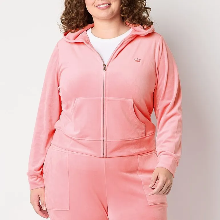 Juicy By Juicy Couture Womens Juniors Plus Midweight Track Jacket