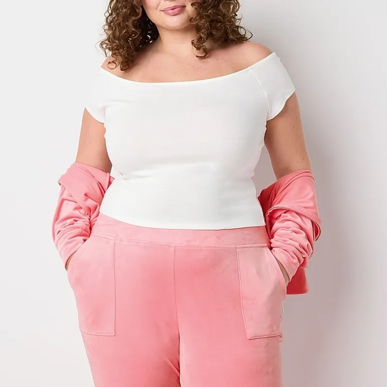 Juicy By Juicy Couture Womens Juniors Plus Straight Mid Rise Track Pant