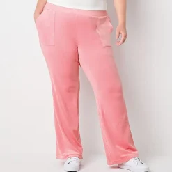 Juicy By Juicy Couture Womens Juniors Plus Straight Mid Rise Track Pant