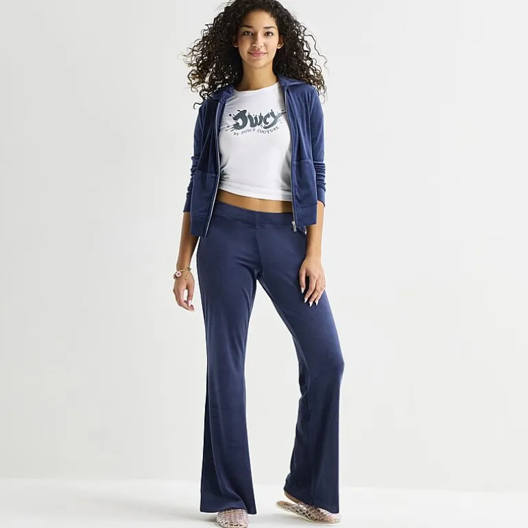 Juicy By Juicy Couture Womens Juniors Flare Mid Rise Track Pant