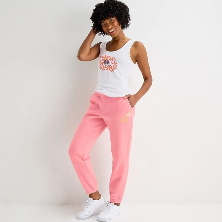 Juicy By Juicy Couture Womens Juniors Cuffed Mid Rise Fleece Jogger Pant