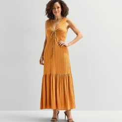 JULIAN TAYLOR Womens V Neck Sleeveless Maxi Dress