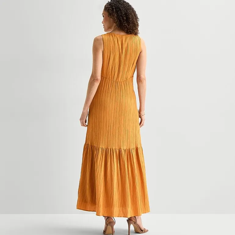 JULIAN TAYLOR Womens V Neck Sleeveless Maxi Dress