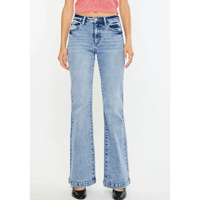 Kancan Women's Essentials High Rise Wide Leg Flare Jeans Avonlea