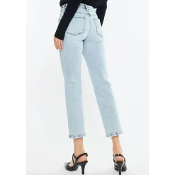 KanCan Women's Essentials Mid Rise Crop Straight Jeans Pam