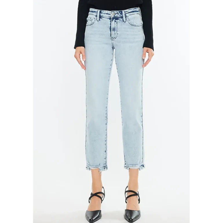KanCan Women's Essentials Mid Rise Crop Straight Jeans Pam
