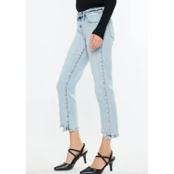 KanCan Women's Essentials Mid Rise Crop Straight Jeans Pam