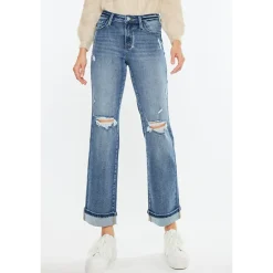 KanCan Women's Essentials Mid Rise True Straight Leg Jeans Carrie